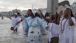 Followers of Afro-Brazilian religions pay tribute to sea goddess for New Year