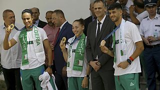 Imane Khelif and Kaylia Nemour return from Olympics to a warm welcome in Algeria