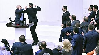 Lawmakers in Turkey draw blood in brawl during parliament debate on jailed colleague