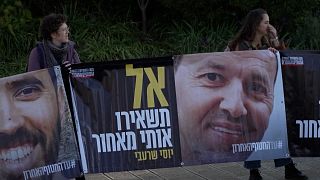 Demonstration in front of the Israeli parliament in Jerusalem to demand agreement on Gaza hostages